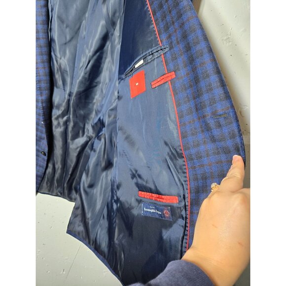 TailoRED  x Ermenegildo Zegna Cloth Plaid Wool Silk Sports Coat Size 56L Jacket - Picture 10 of 13